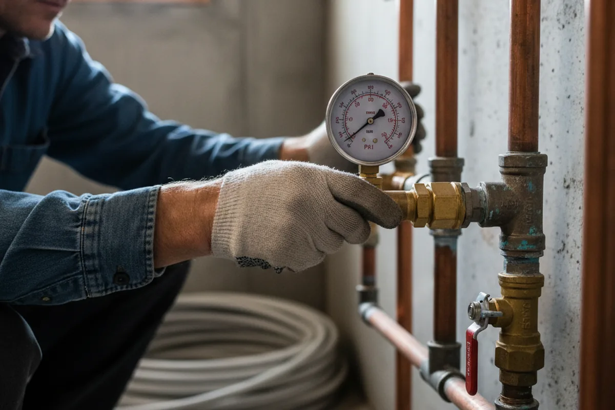 Pressure testing a repaired line during Water Line Repair in Valyermo